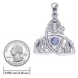 Triple Snake with Celtic Trinity Knot Sterling Silver Pendant with Gem TPD6426