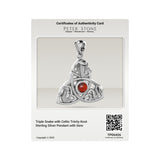 Triple Snake with Celtic Trinity Knot Sterling Silver Pendant with Gem TPD6426