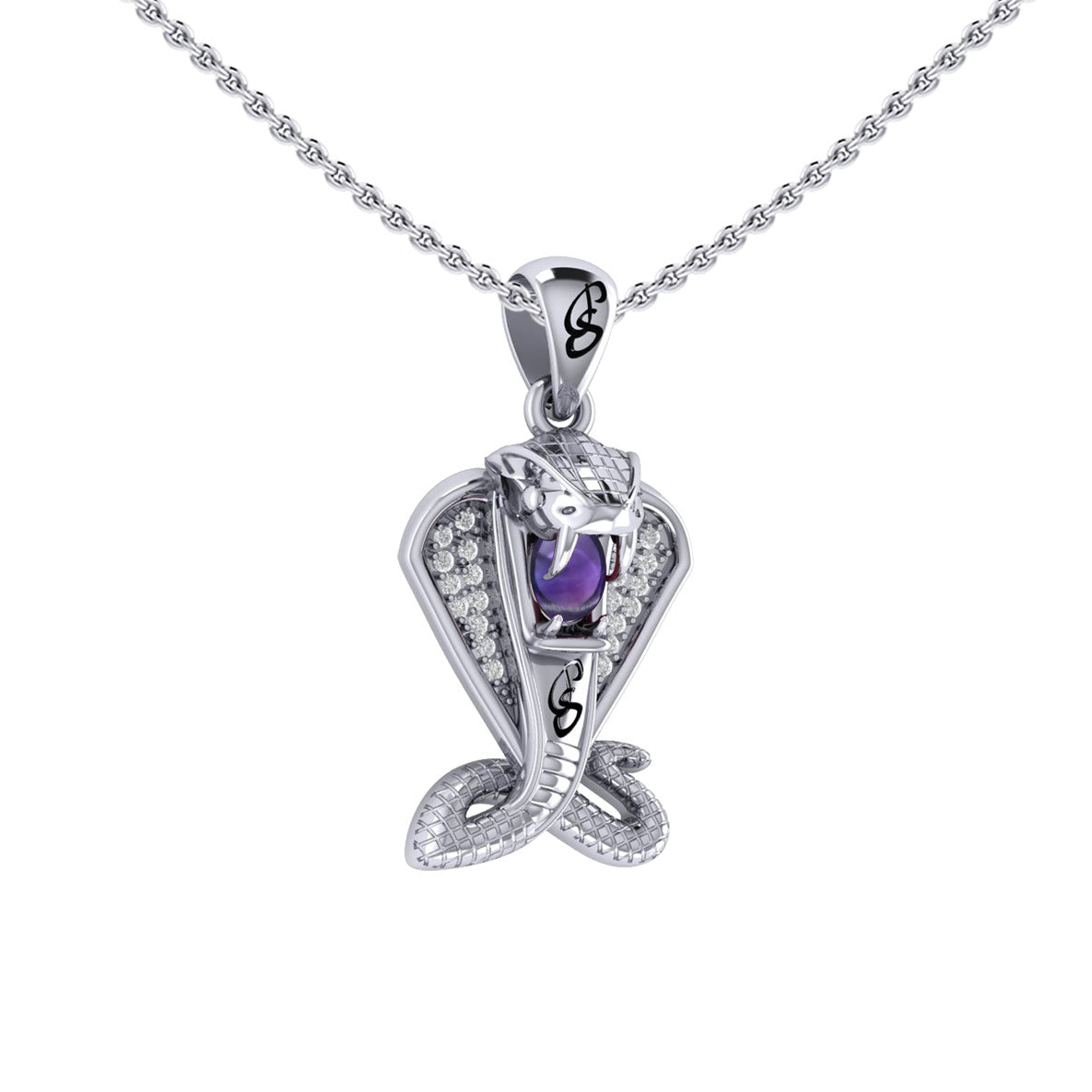 Cobra Snake Sterling Silver Pendant with Gem TPD6427