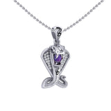 Cobra Snake Sterling Silver Pendant with Gem TPD6427