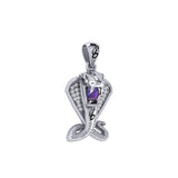 Cobra Snake Sterling Silver Pendant with Gem TPD6427