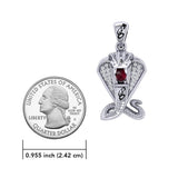 Cobra Snake Sterling Silver Pendant with Gem TPD6427