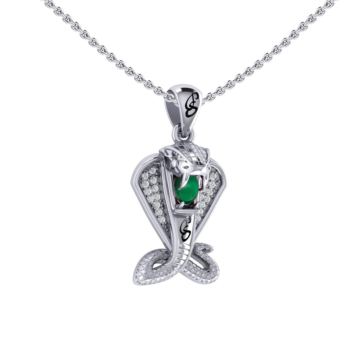 Cobra Snake Sterling Silver Pendant with Gem TPD6427