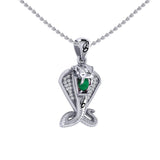 Cobra Snake Sterling Silver Pendant with Gem TPD6427