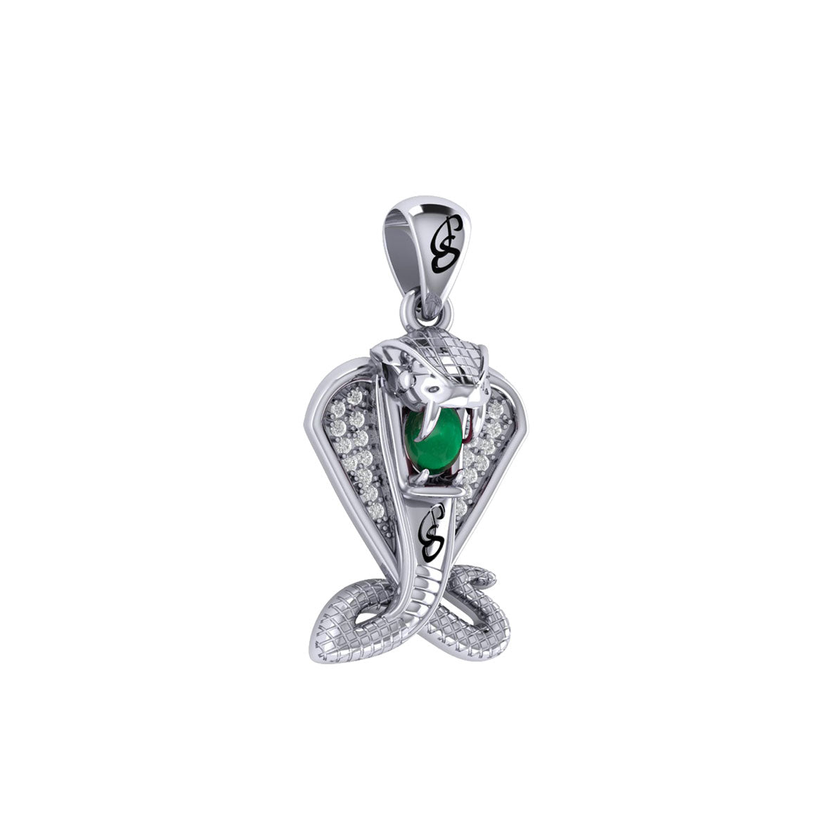 Cobra Snake Sterling Silver Pendant with Gem TPD6427