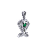 Cobra Snake Sterling Silver Pendant with Gem TPD6427