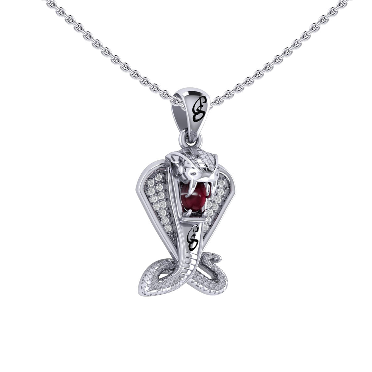 Cobra Snake Sterling Silver Pendant with Gem TPD6427