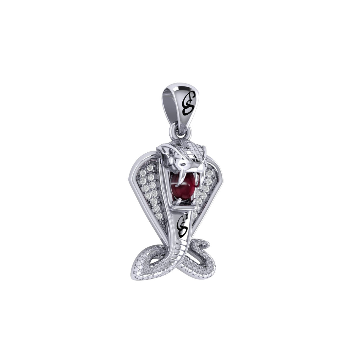 Cobra Snake Sterling Silver Pendant with Gem TPD6427