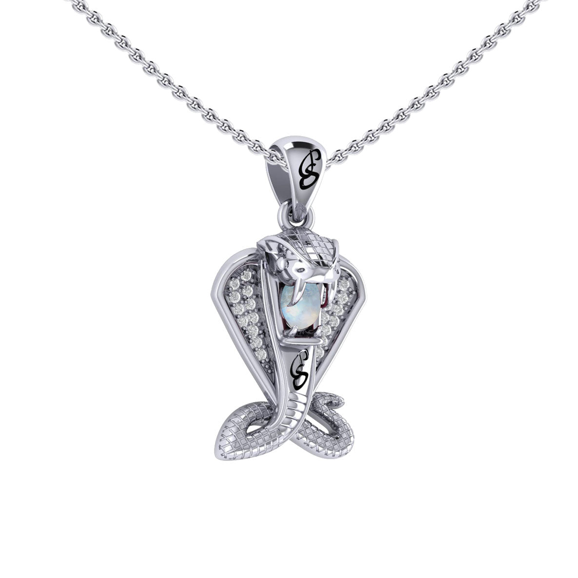 Cobra Snake Sterling Silver Pendant with Gem TPD6427