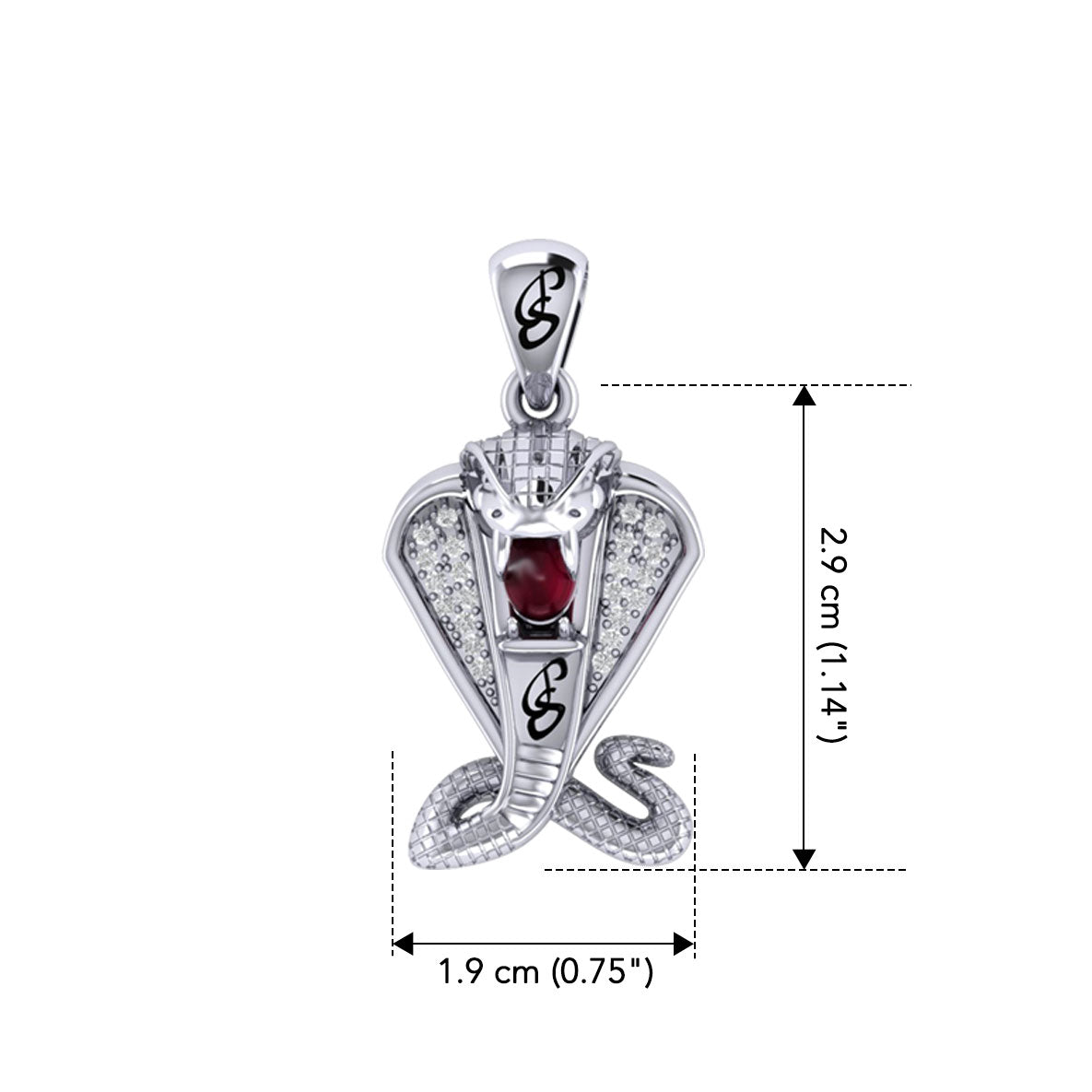 Cobra Snake Sterling Silver Pendant with Gem TPD6427