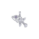 Puffer Fish Filigree Sterling Silver Pendant with Gemstone TPD6435