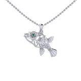 Puffer Fish Filigree Sterling Silver Pendant with Gemstone TPD6435