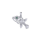 Puffer Fish Filigree Sterling Silver Pendant with Gemstone TPD6435