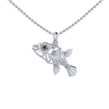 Puffer Fish Filigree Sterling Silver Pendant with Gemstone TPD6435