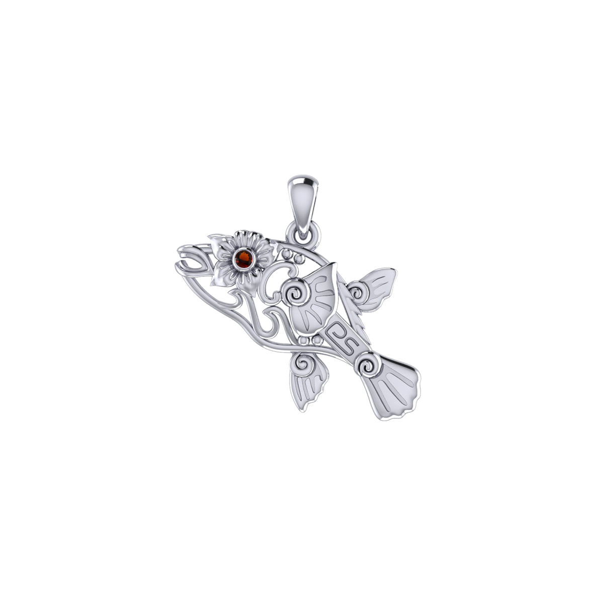 Puffer Fish Filigree Sterling Silver Pendant with Gemstone TPD6435