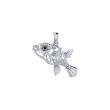 Puffer Fish Filigree Sterling Silver Pendant with Gemstone TPD6435