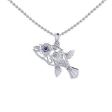 Puffer Fish Filigree Sterling Silver Pendant with Gemstone TPD6435