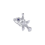 Puffer Fish Filigree Sterling Silver Pendant with Gemstone TPD6435