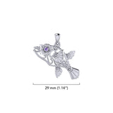 Puffer Fish Filigree Sterling Silver Pendant with Gemstone TPD6435
