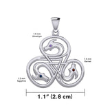 Dragon with Triskele Sterling Silver Pendant with Gemstone TPD6439