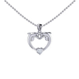 Double Dolphin With Heart Gemstone Sterling SIlver Pendant TPD6441