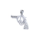 Celtic gun with Peace Symbols Sterling SIlver Pendant TPD6456