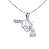 Celtic gun with Peace Symbols Sterling SIlver Pendant TPD6456