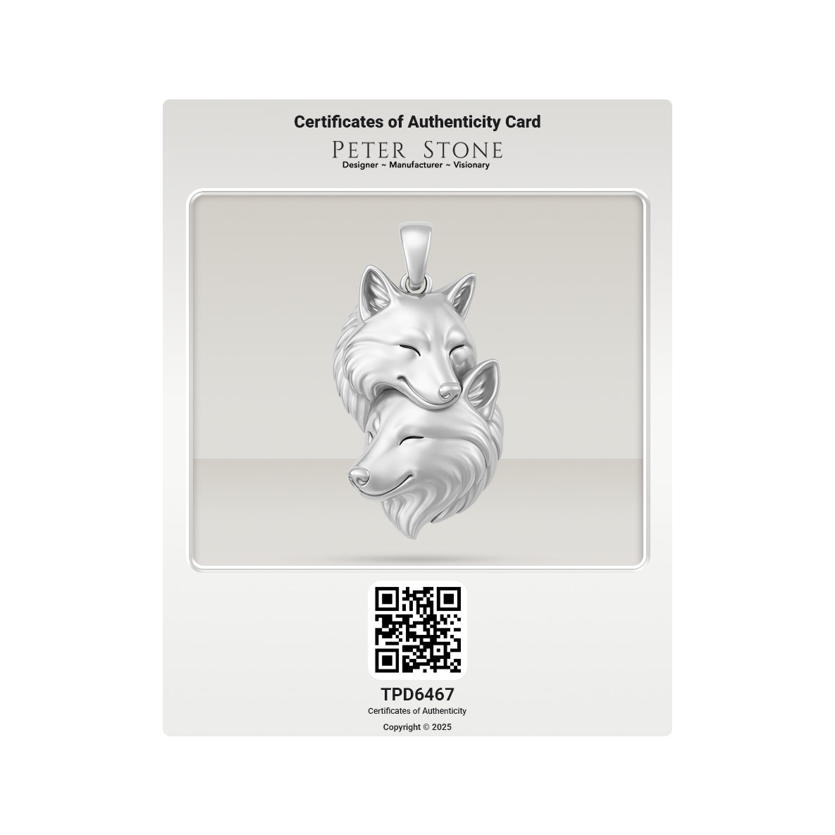 Wolf Soulmates Sterling Silver Pendant TPD6467