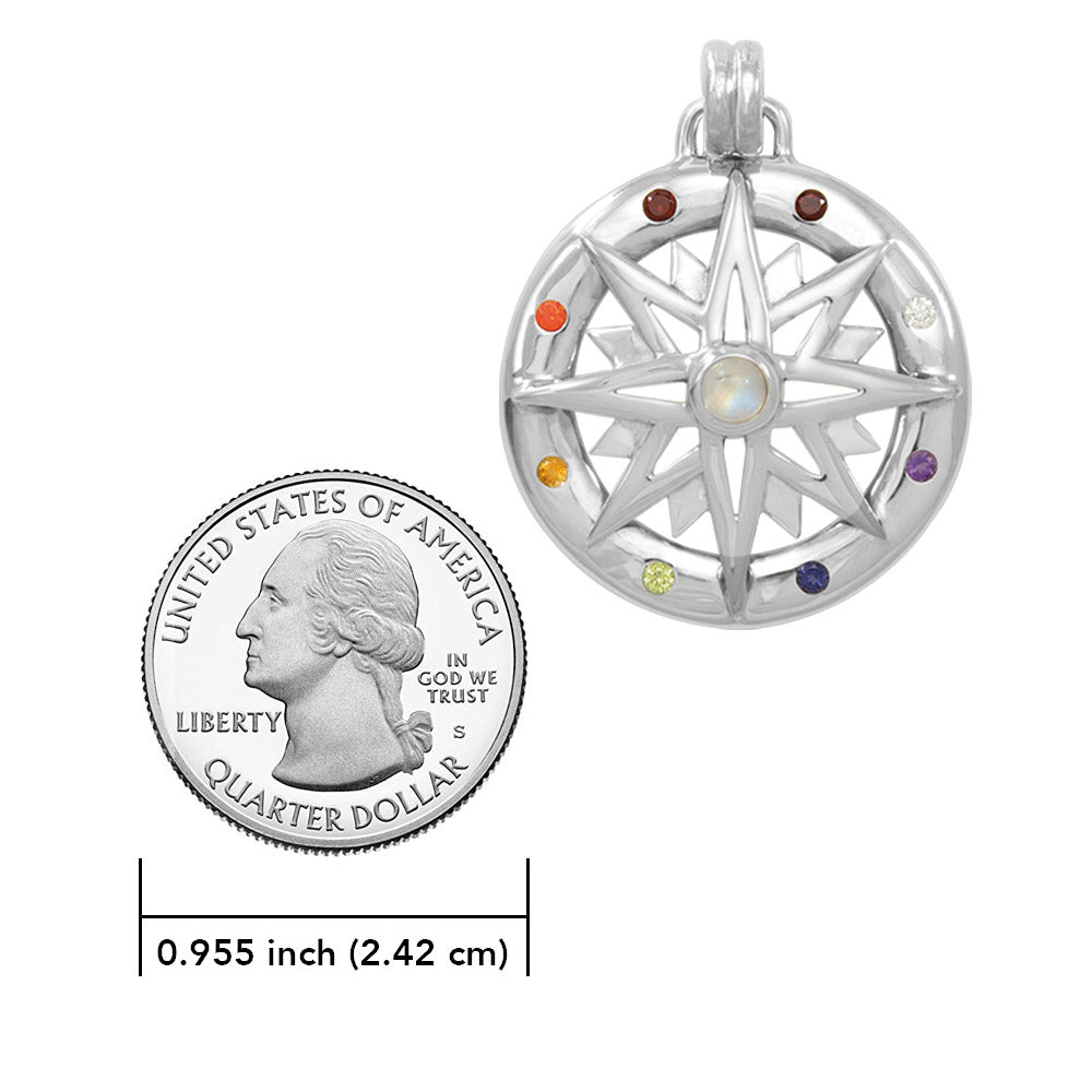 Compass Rose Sterling Silver & Gemstone Necklace Set TSE688