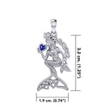 Celtic Mermaid with Heart Gemstone Silver Pendant TPD7006 - Jewelry