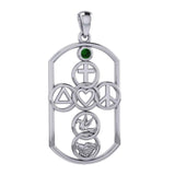 Cross with Love Peace Dove and handshake Silver Pendant with Gemstone TPD7023 - Jewelry