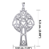 Large Celtic Cross with Heart Peace and Recovery Symbols Silver Pendant TPD7024 - Jewelry