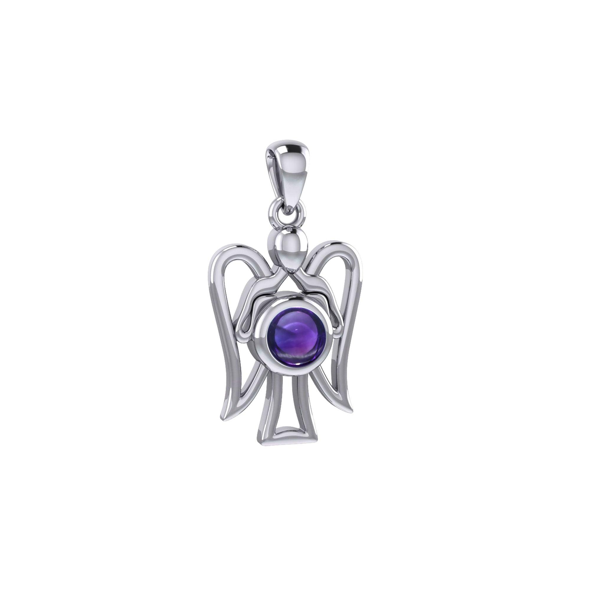 Peter Stone Guardian Angel with Gemstone Silver Pendant TPD7026 - Jewelry