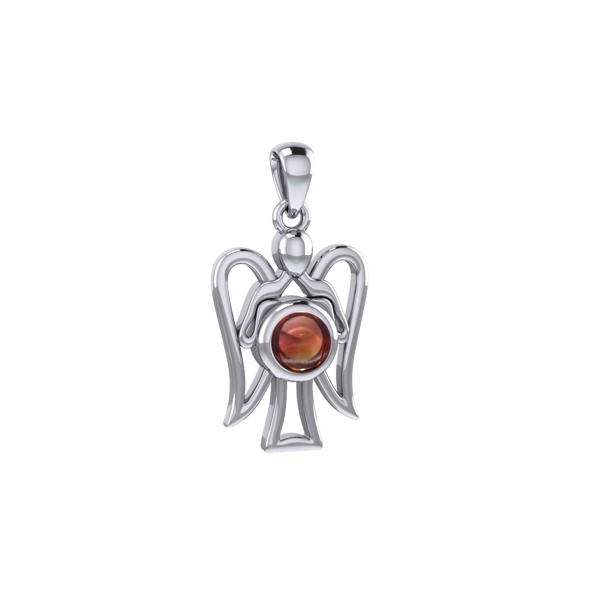 Peter Stone Guardian Angel with Gemstone Silver Pendant TPD7026 - Jewelry