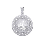 Celtic Knot Triskelion Spiral Sterling Silver Pendant TPD727