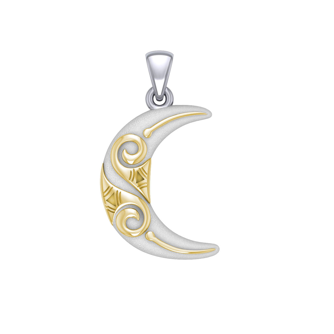 Spiral Crescent Moon Sterling Silver and 14K Gold Accent Pendant by Courtney Davis TPV3411