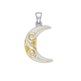 Spiral Crescent Moon Sterling Silver and 14K Gold Accent Pendant by Courtney Davis TPV3411