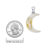 Spiral Crescent Moon Sterling Silver and 14K Gold Accent Pendant by Courtney Davis TPV3411