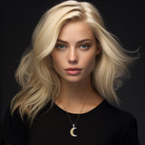 Spiral Crescent Moon Sterling Silver and 14K Gold Accent Pendant by Courtney Davis TPV3411