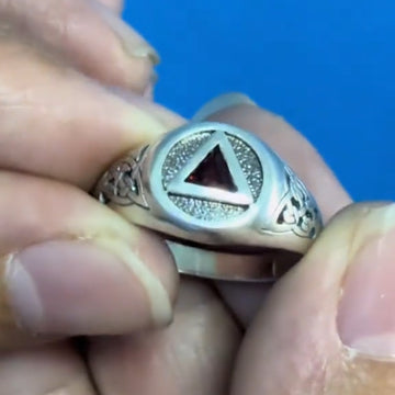 Celtic AA Symbol Sterling Silver Ring with Gemstone TR1020