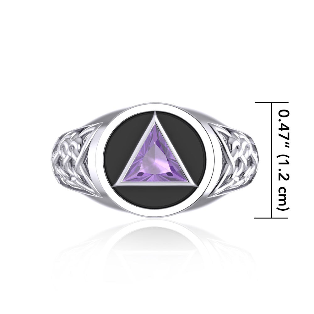 Celtic AA Symbol Sterling Silver Ring with Gemstone TR1020