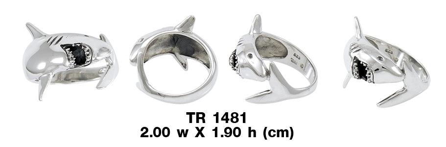 Theres nothing to fear in Sterling Silver White Shark Ring TR1481 - Jewelry