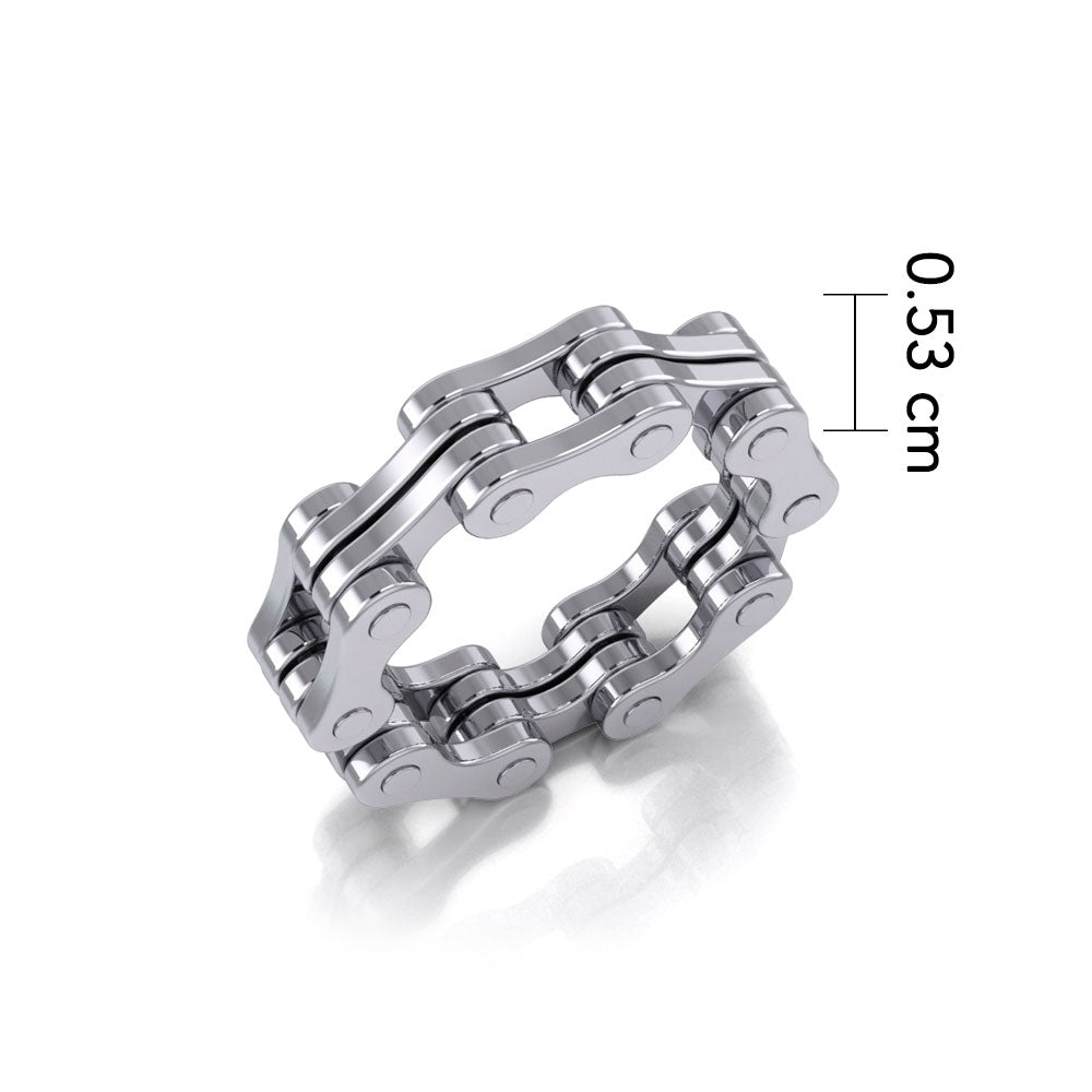 Bike Chain 14 Karat Solid White Gold Ring WTR183