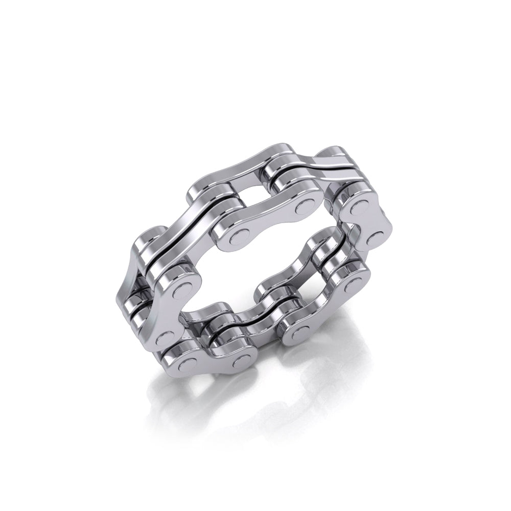 Bike Chain 14 Karat Solid White Gold Ring WTR183
