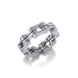 Bike Chain 14 Karat Solid White Gold Ring WTR183