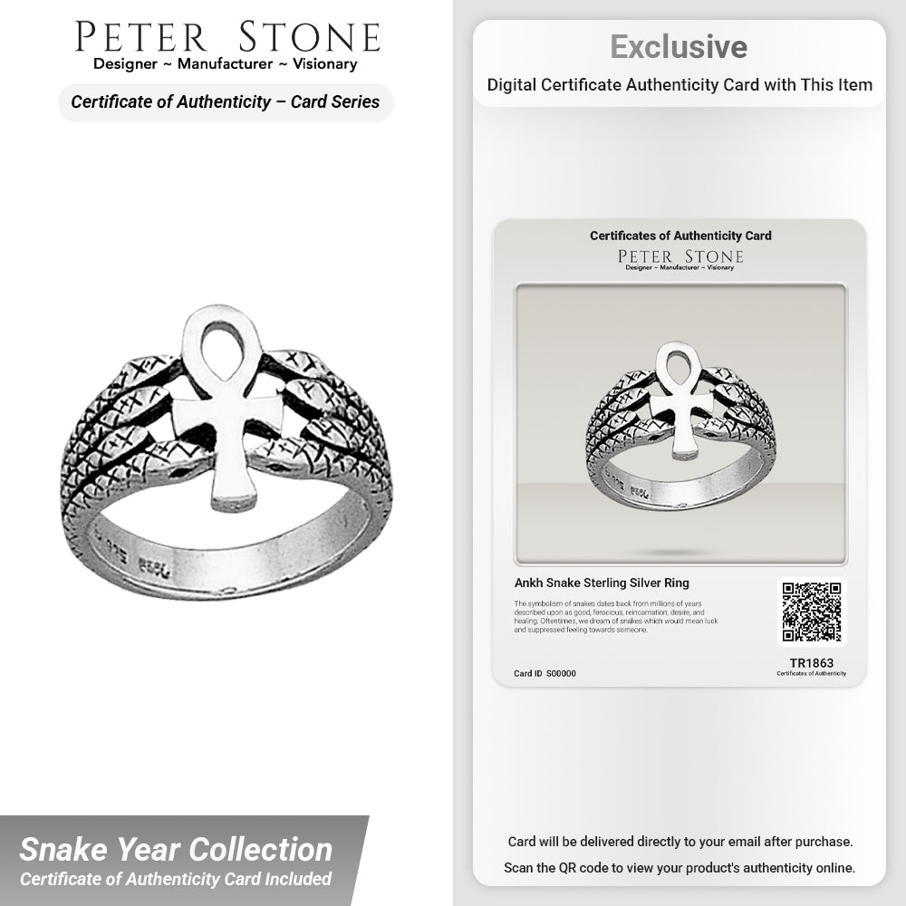 Ankh Snake Sterling Silver Ring TR1863