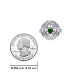 Celtic Claddagh Knotwork Sterling Silver Ring with Gemstone TR1876 - Jewelry