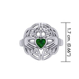 Celtic Claddagh Knotwork Sterling Silver Ring with Gemstone TR1876