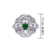 Celtic Claddagh Knotwork Sterling Silver Ring with Gemstone TR1876 - Jewelry