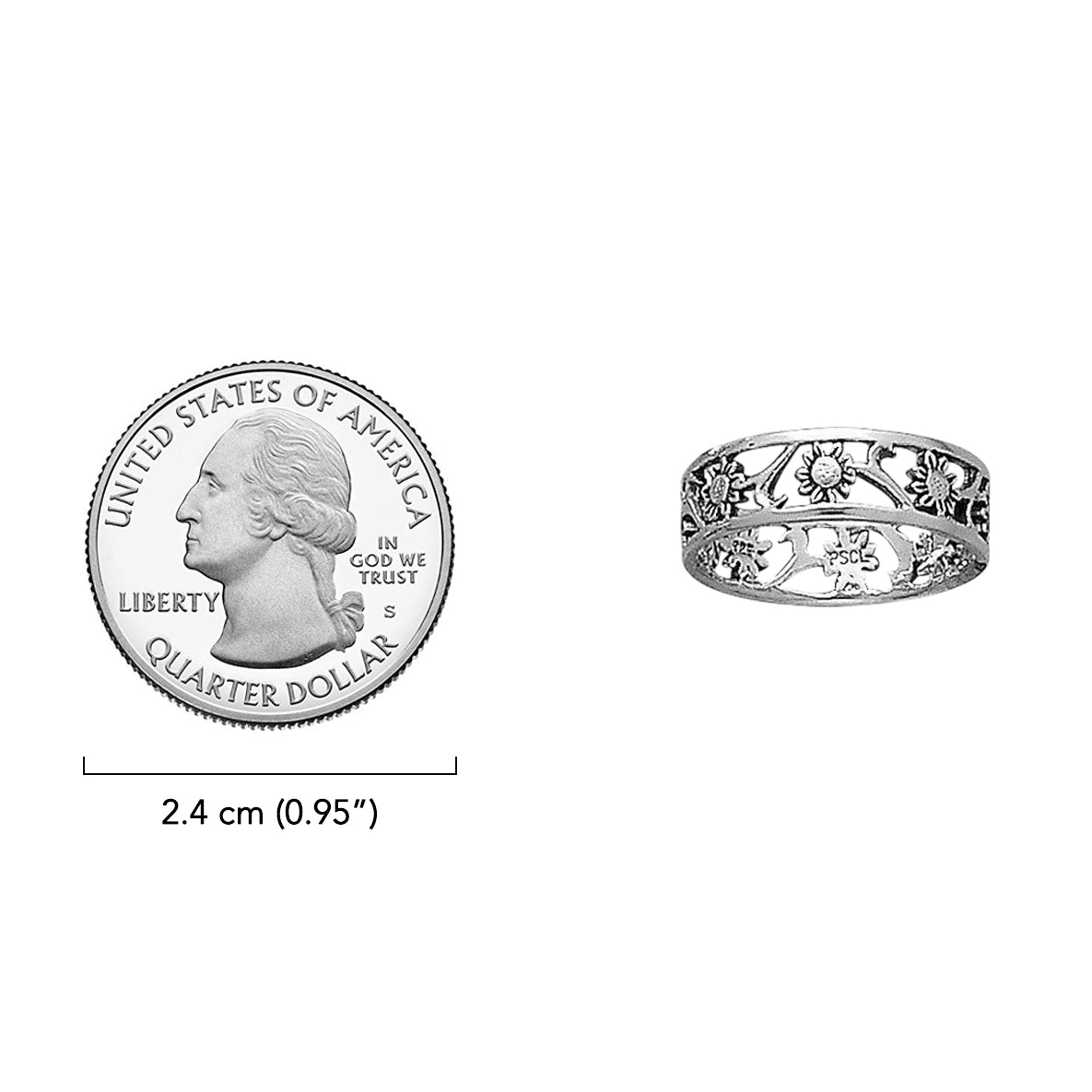Filligree Flower Sterling Silver Ring TR222